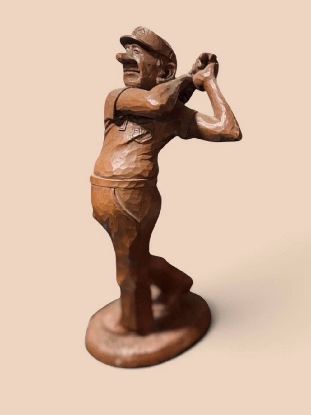 Vintage~1993~”Ping”~Golfer Sculpture~designed By Artist R. Wetherbee~Wood Carved